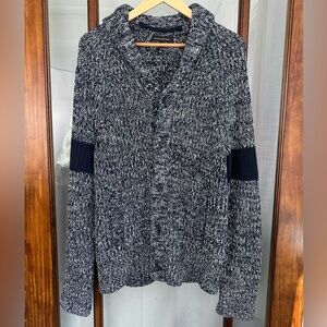 Banana Republic Men’s Cardigan Textured Stripe Shawl Collar Large Blue Grandpa